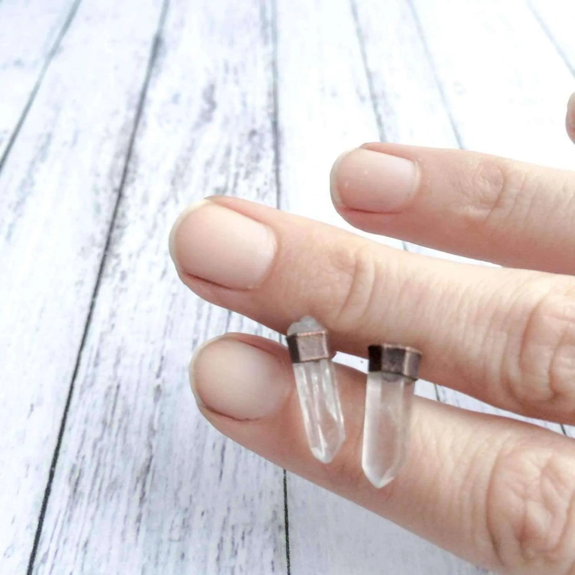 Raw crystal studs | Herkimer diamond earrings