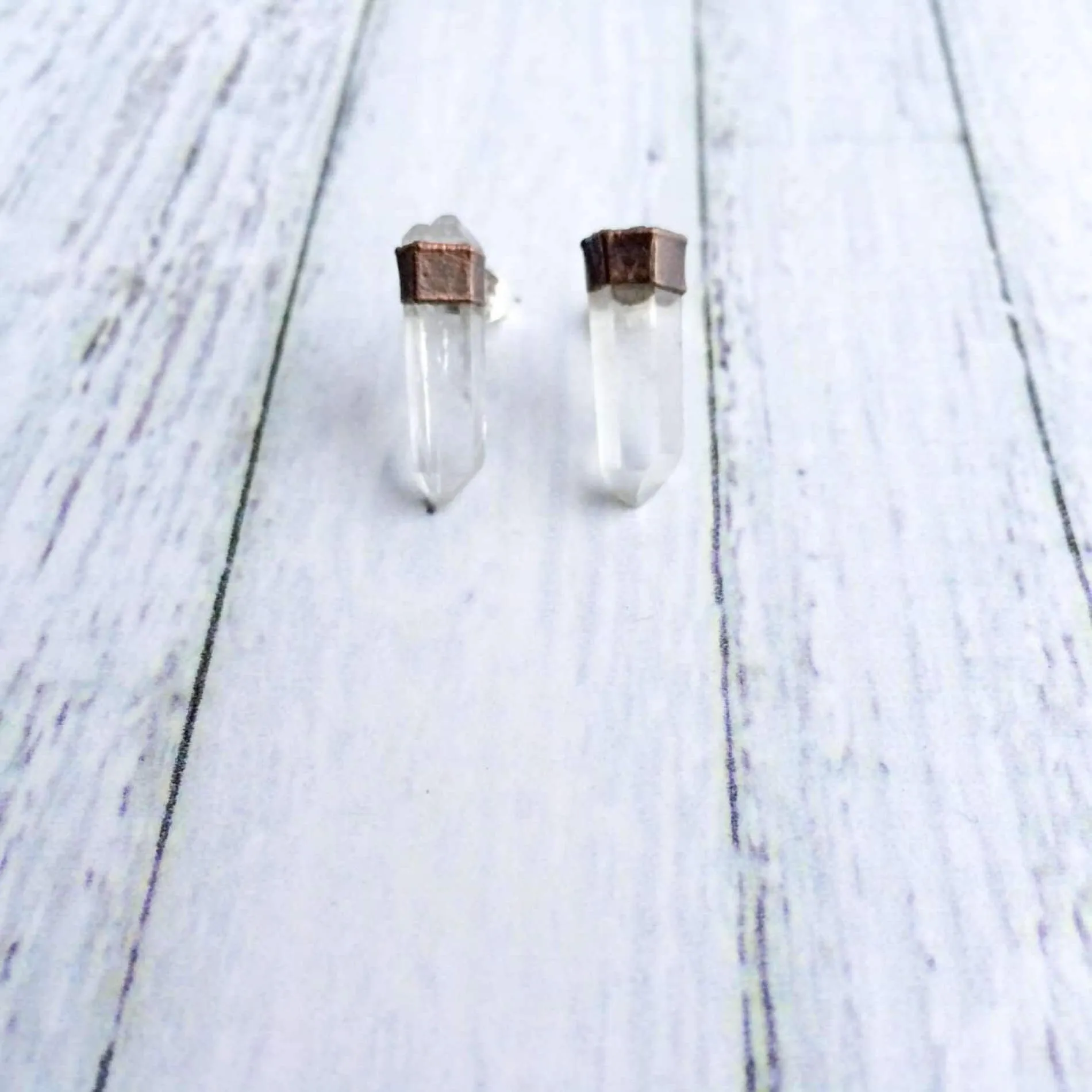 Raw crystal studs | Herkimer diamond earrings