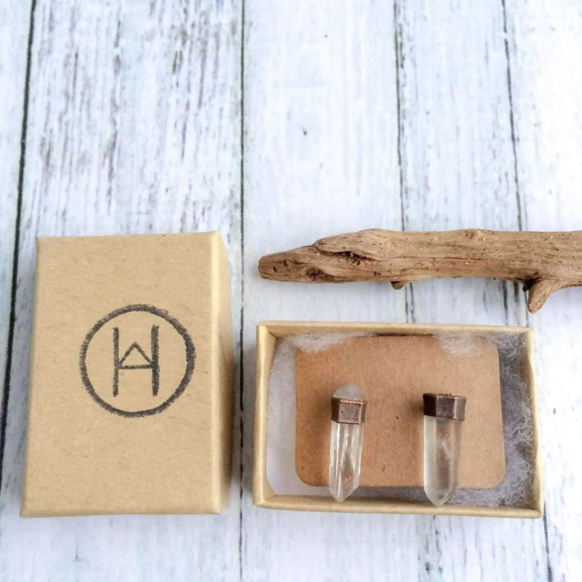 Raw crystal studs | Herkimer diamond earrings