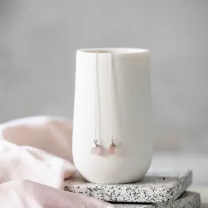 Raw Rose Quartz Sterling Silver Threader Earrings