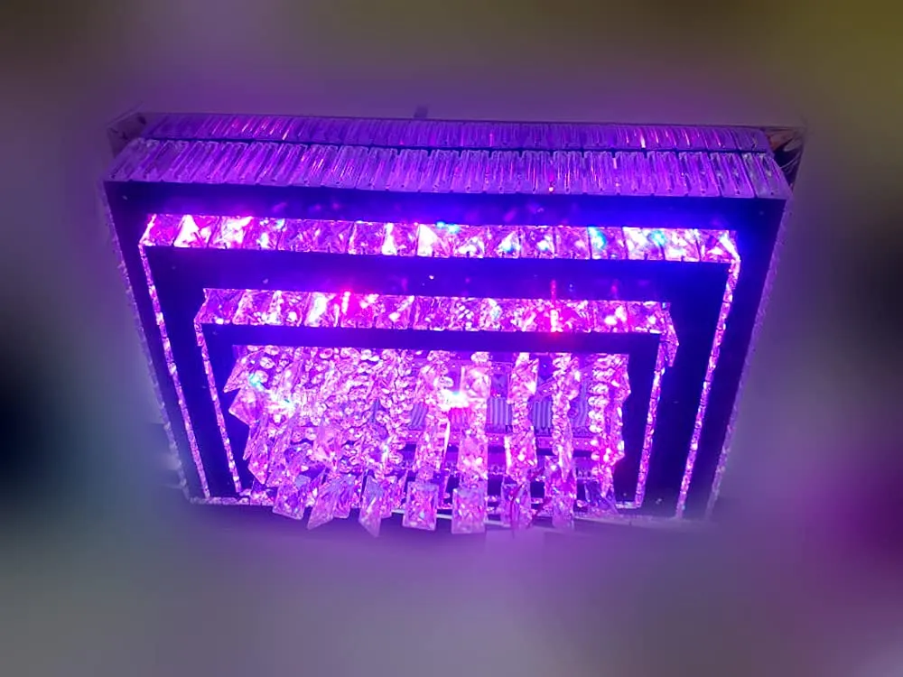 Rectangular LED Ceiling Light Fixture Modern Crystal Chandelier