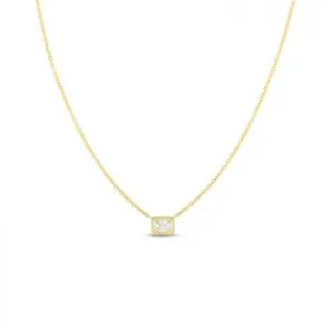ROBERTO COIN 18K EMERALD CUT DIAMOND NECKLACE - 18K YELLOW GOLD