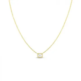 ROBERTO COIN 18K EMERALD CUT DIAMOND NECKLACE - 18K YELLOW GOLD