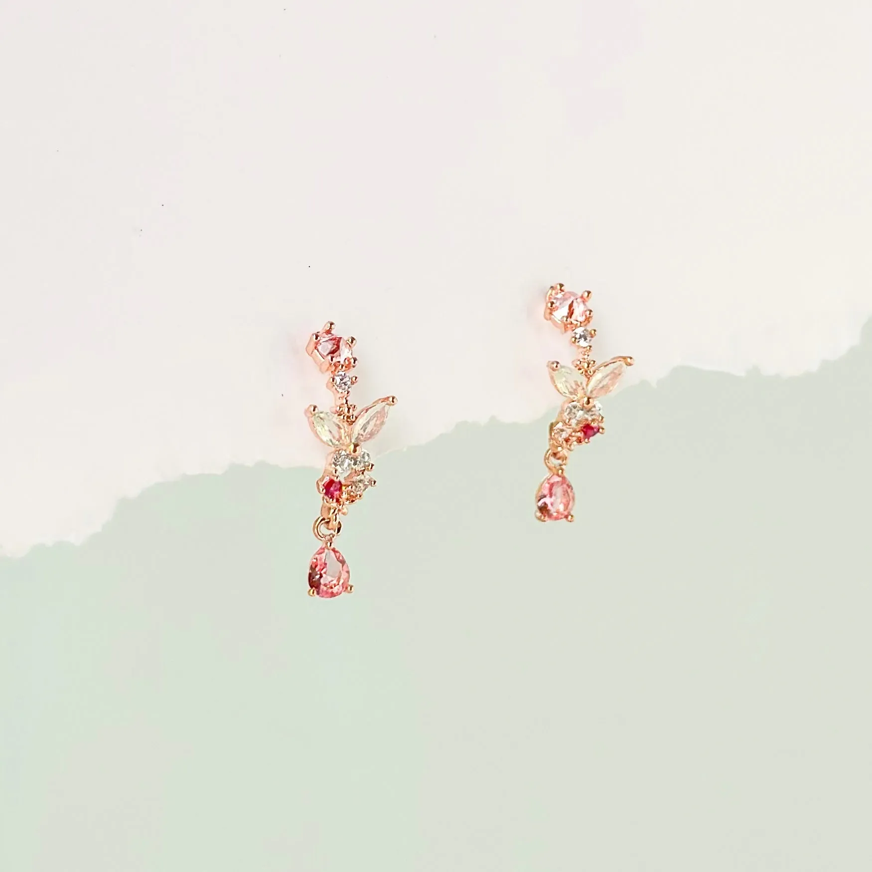 Rose Gold Coral Bells Earrings