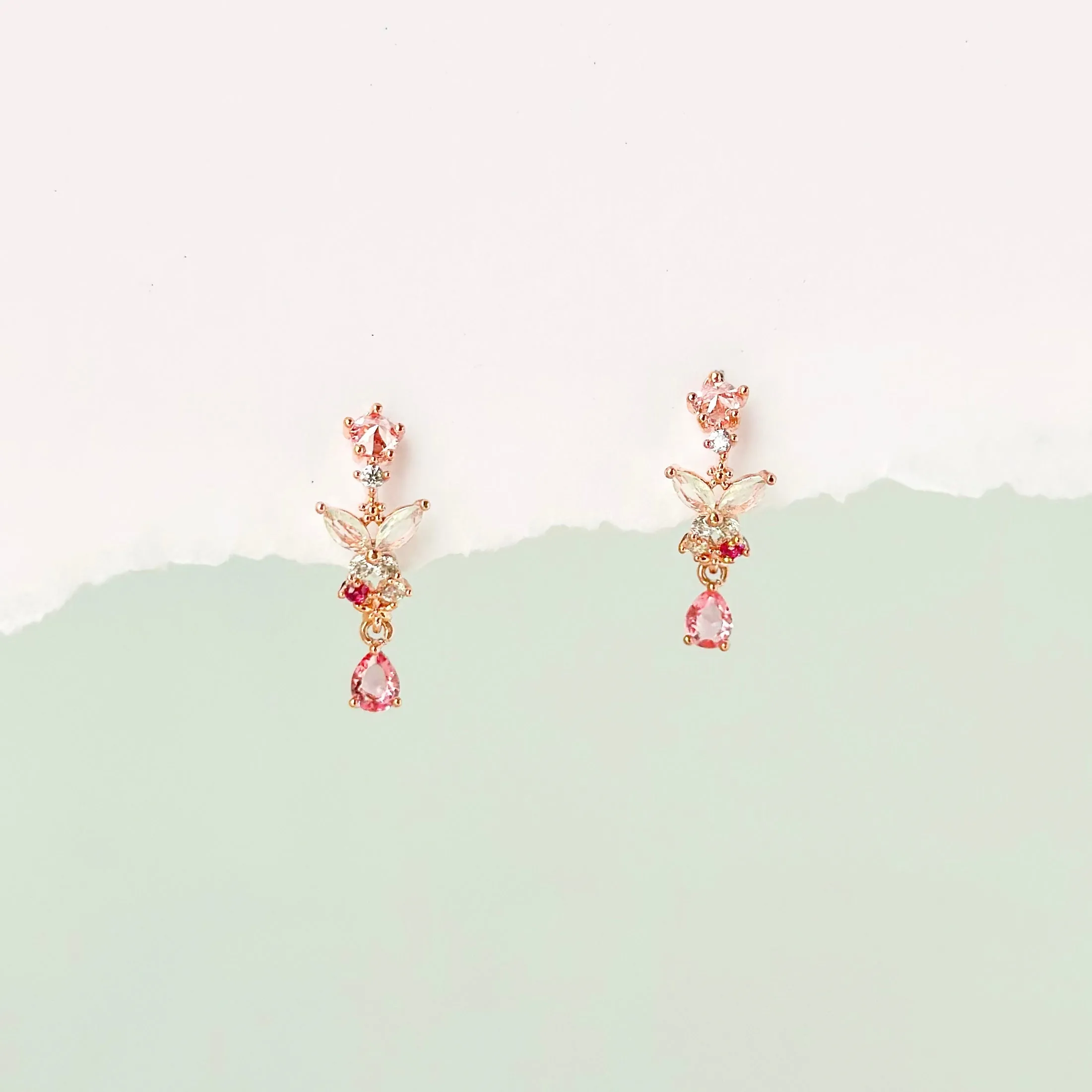 Rose Gold Coral Bells Earrings