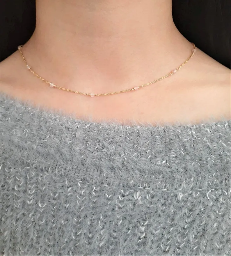 Rose Quartz Beaded Necklace
