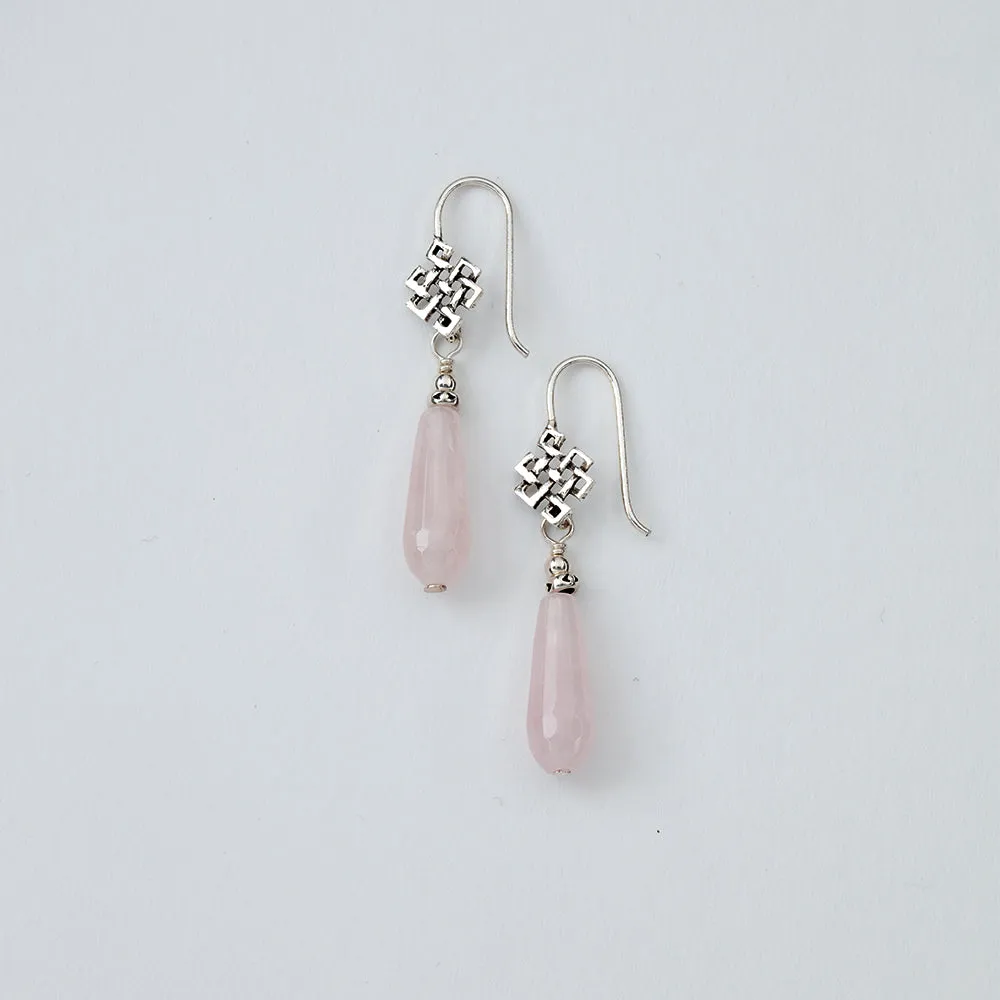 Rose Quartz Eternal Knot Earrings