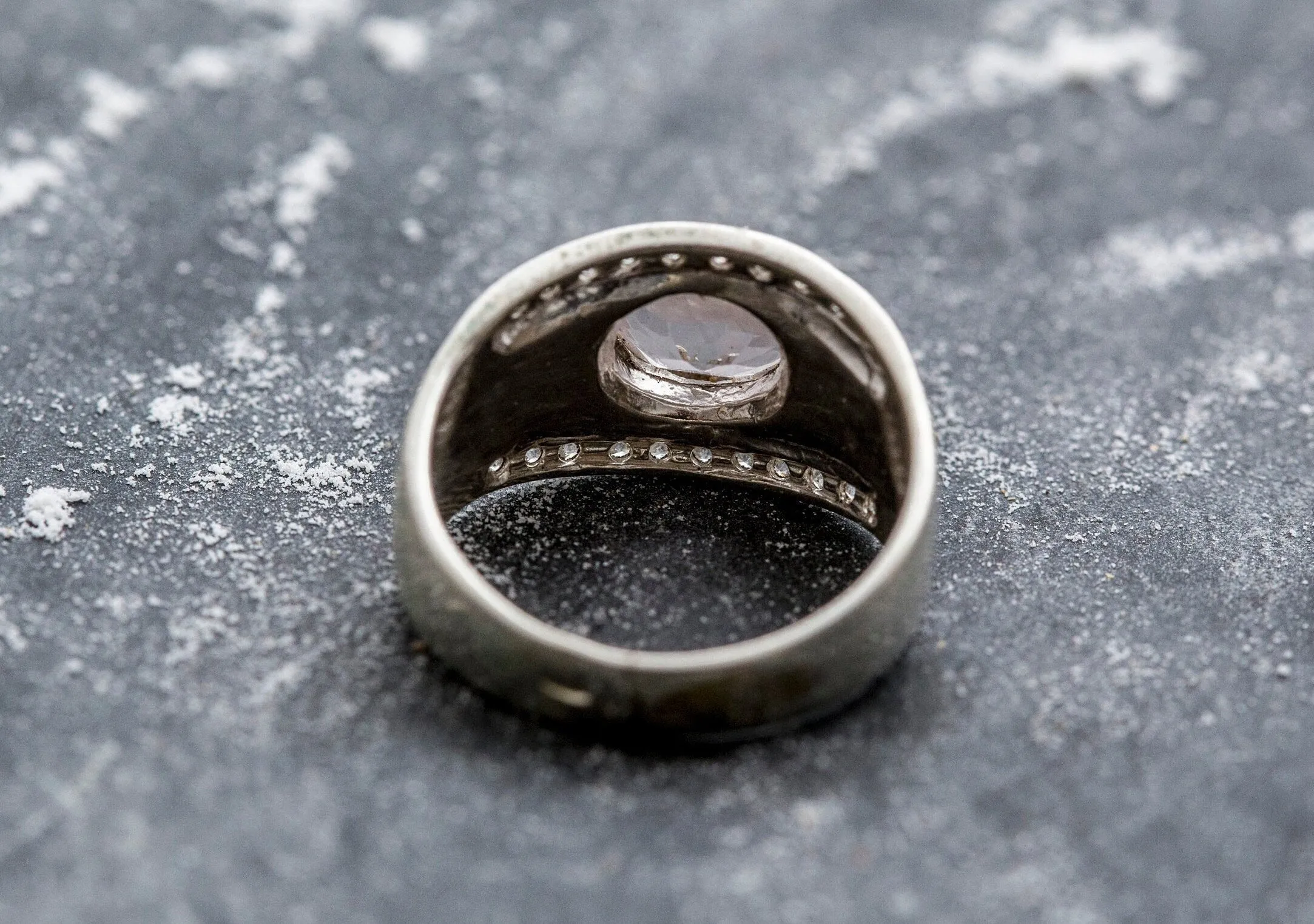 Rose Quartz Ring - Pink Statement Ring - Silver Chunky Ring