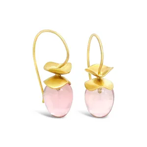 Rose Quartz Ruffle© Earrings 18KY