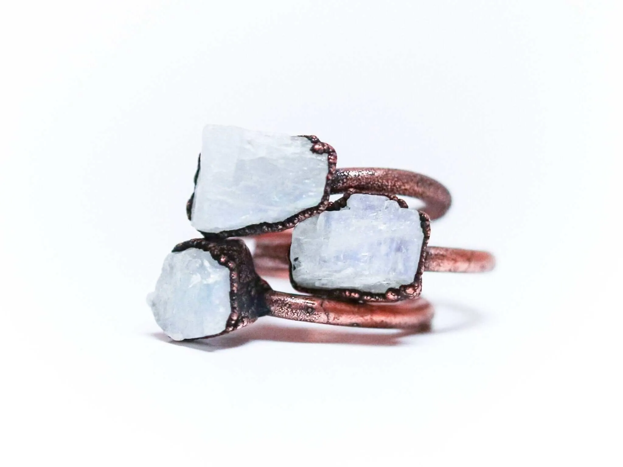 Rough moonstone ring | Simple stone stacking ring