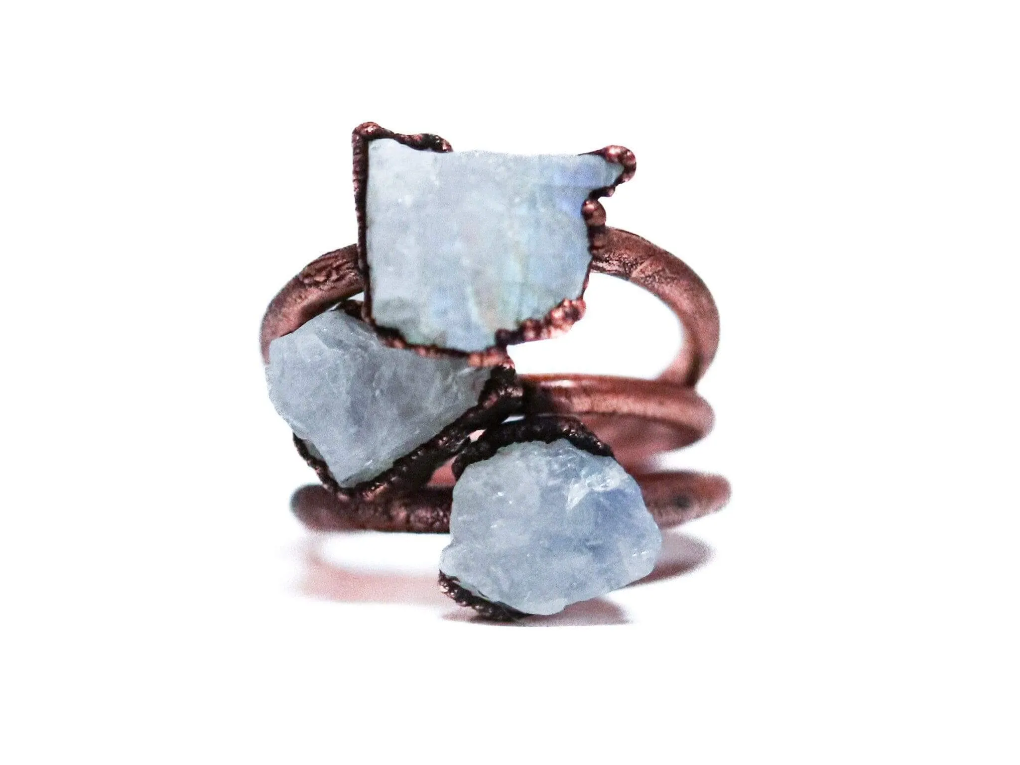 Rough moonstone ring | Simple stone stacking ring