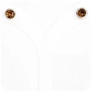 Round cut Smoky Quartz Stud Earrings in Sterling Silver