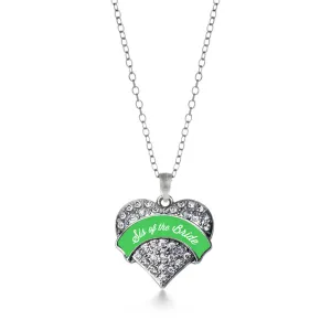 Silver Emerald Green Sis of the Bride Pave Heart Charm Classic Necklace
