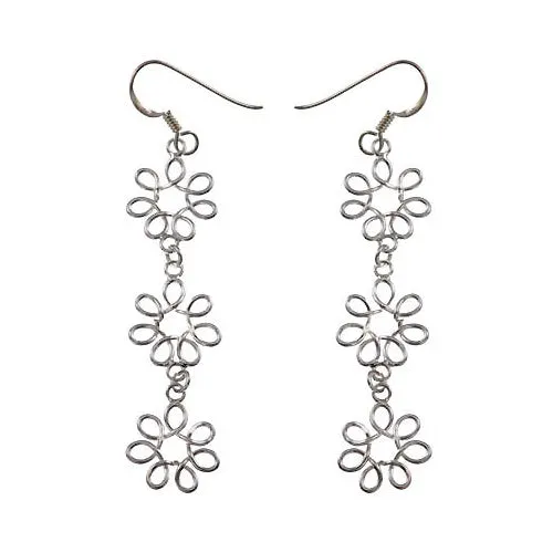 Silver Floral Chandelier Earrings