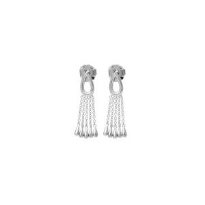 Silver Petal Chandelier Drop Earrings