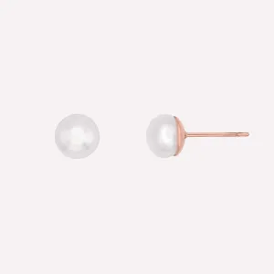 SMALL PEARL STUD EARRINGS IN ROSE GOLD