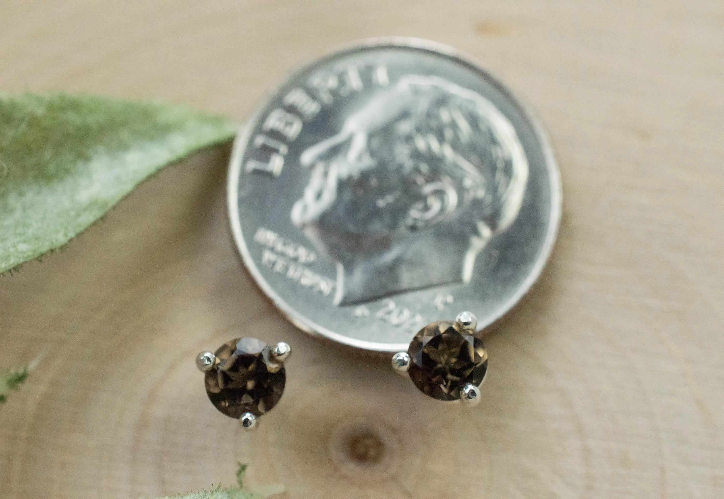 Smoky Quartz Earrings; Natural Untreated USA Quartz; 0.455cts