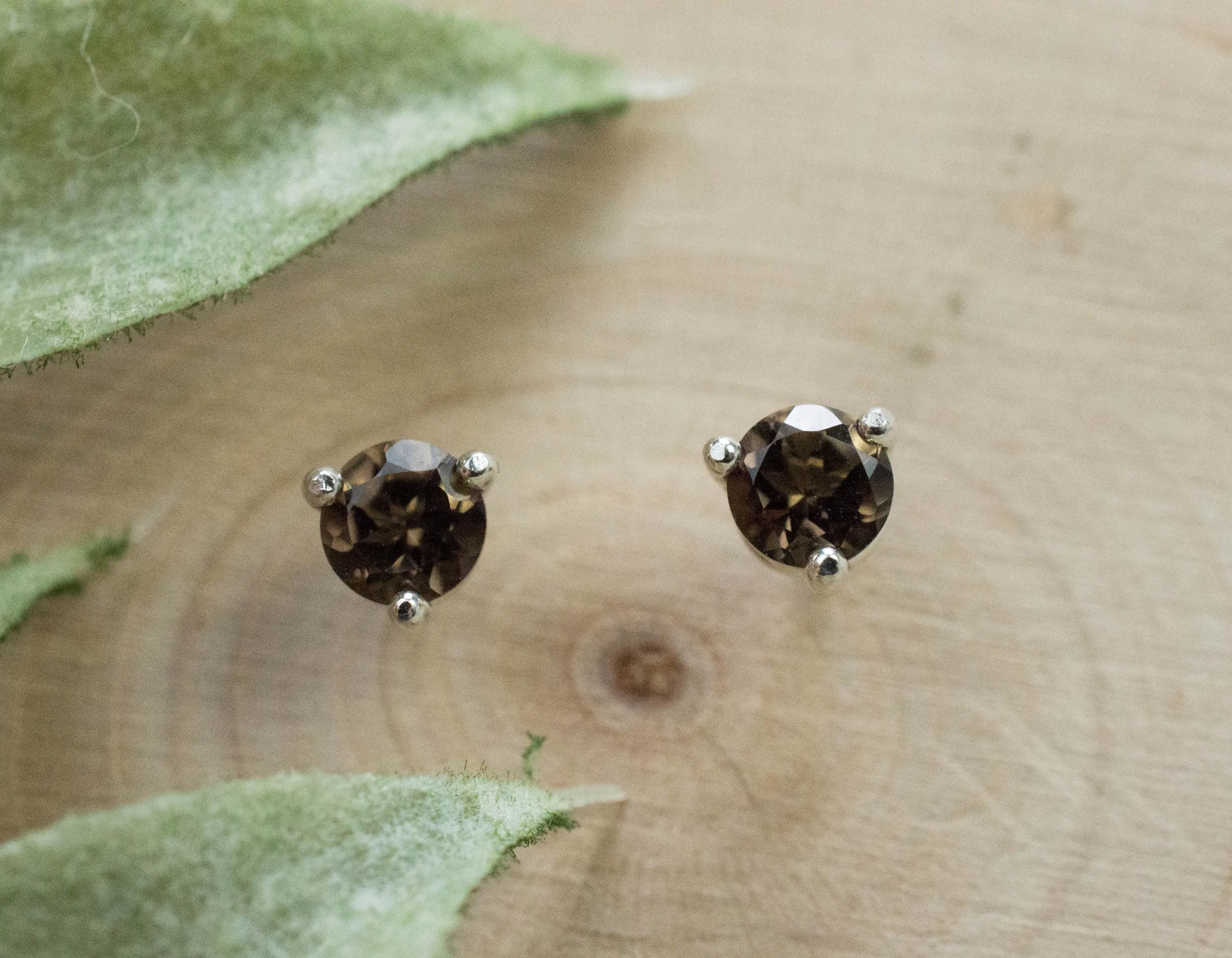 Smoky Quartz Earrings; Natural Untreated USA Quartz; 0.455cts