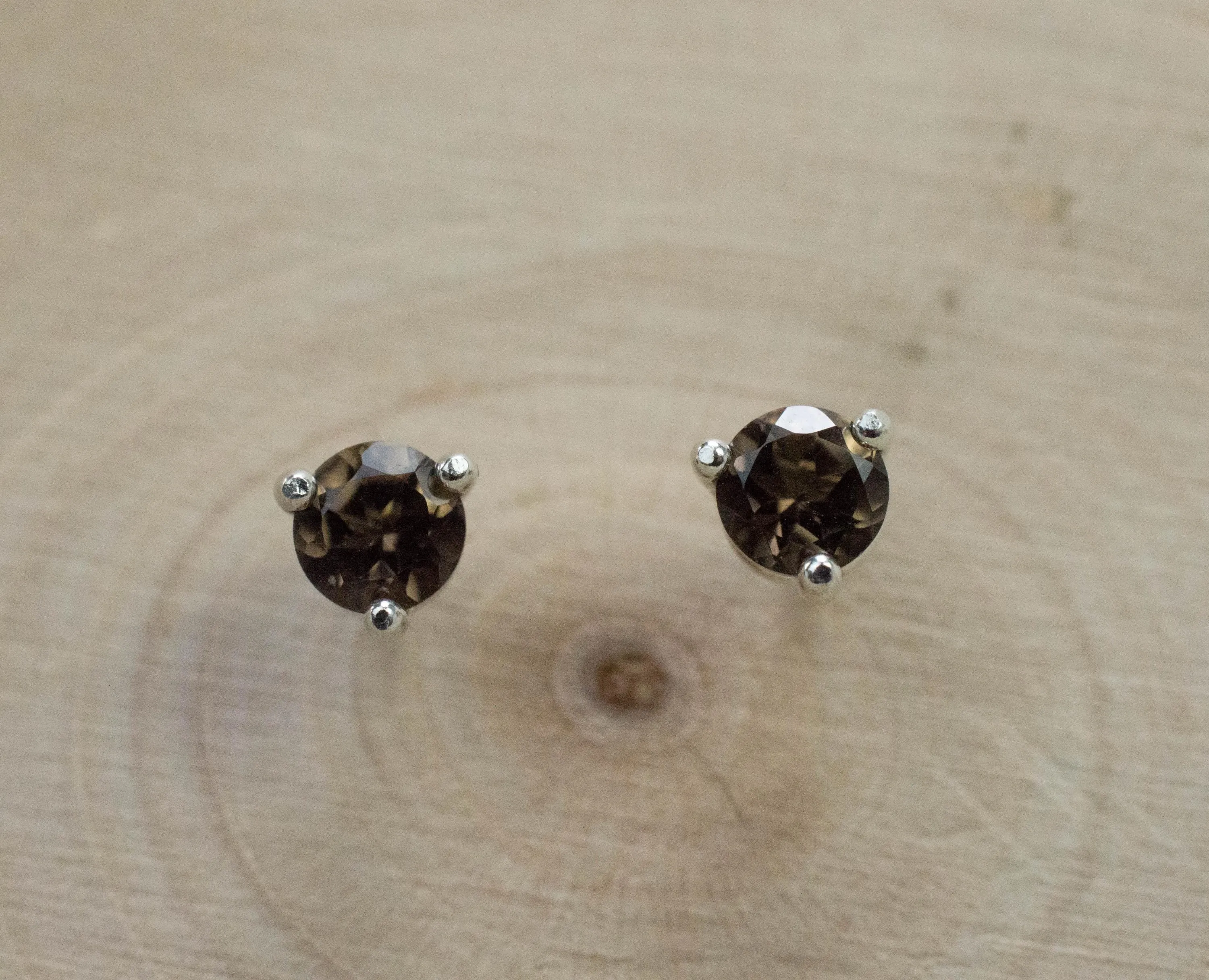 Smoky Quartz Earrings; Natural Untreated USA Quartz; 0.455cts