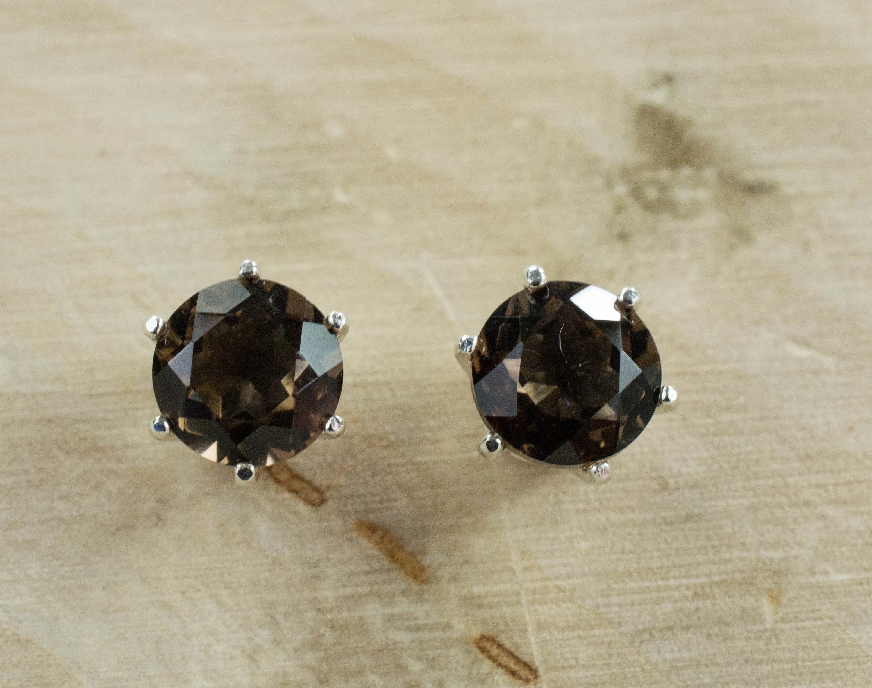 Smoky Quartz Earrings; Natural Untreated USA Quartz