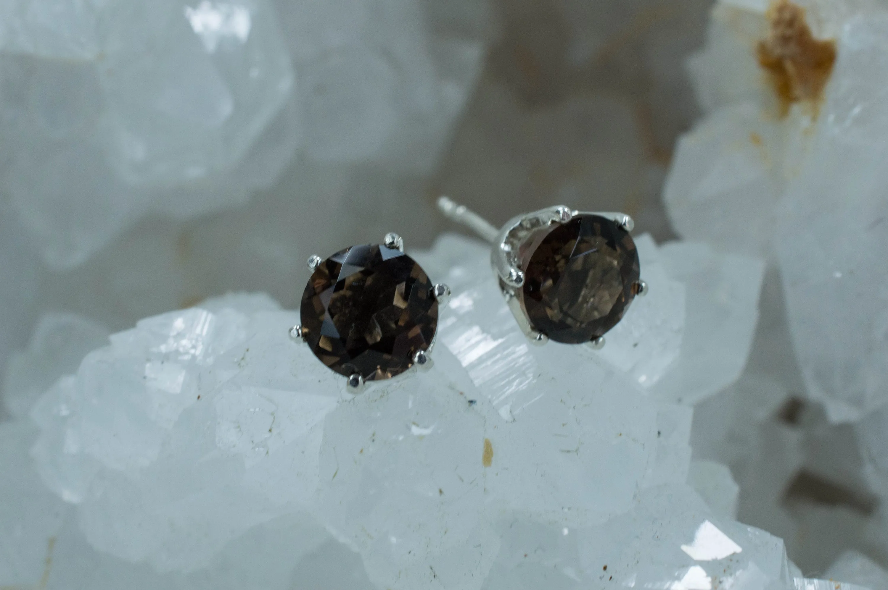 Smoky Quartz Earrings; Natural Untreated USA Quartz