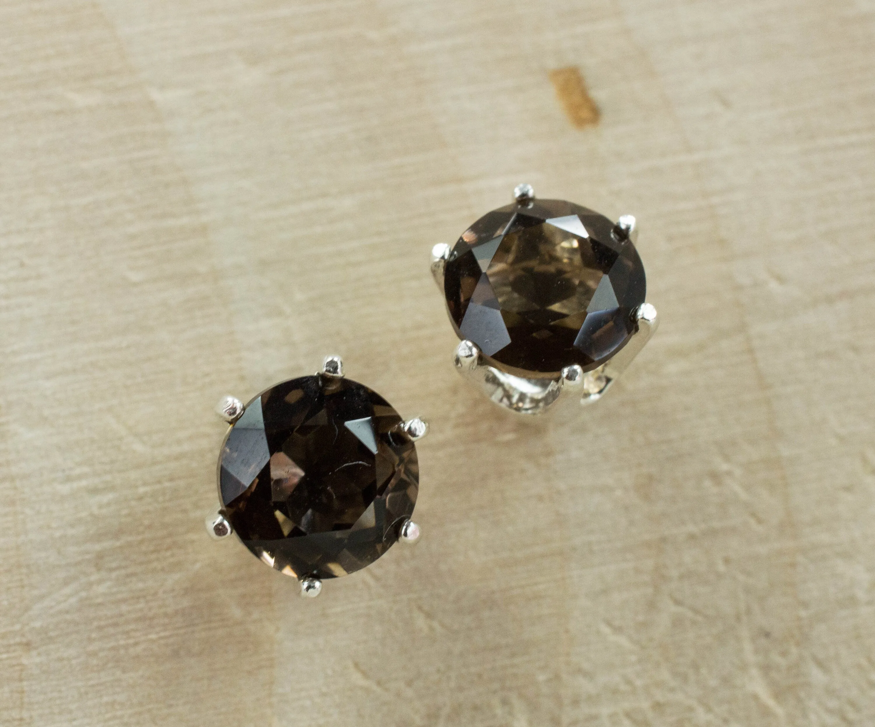 Smoky Quartz Earrings; Natural Untreated USA Quartz