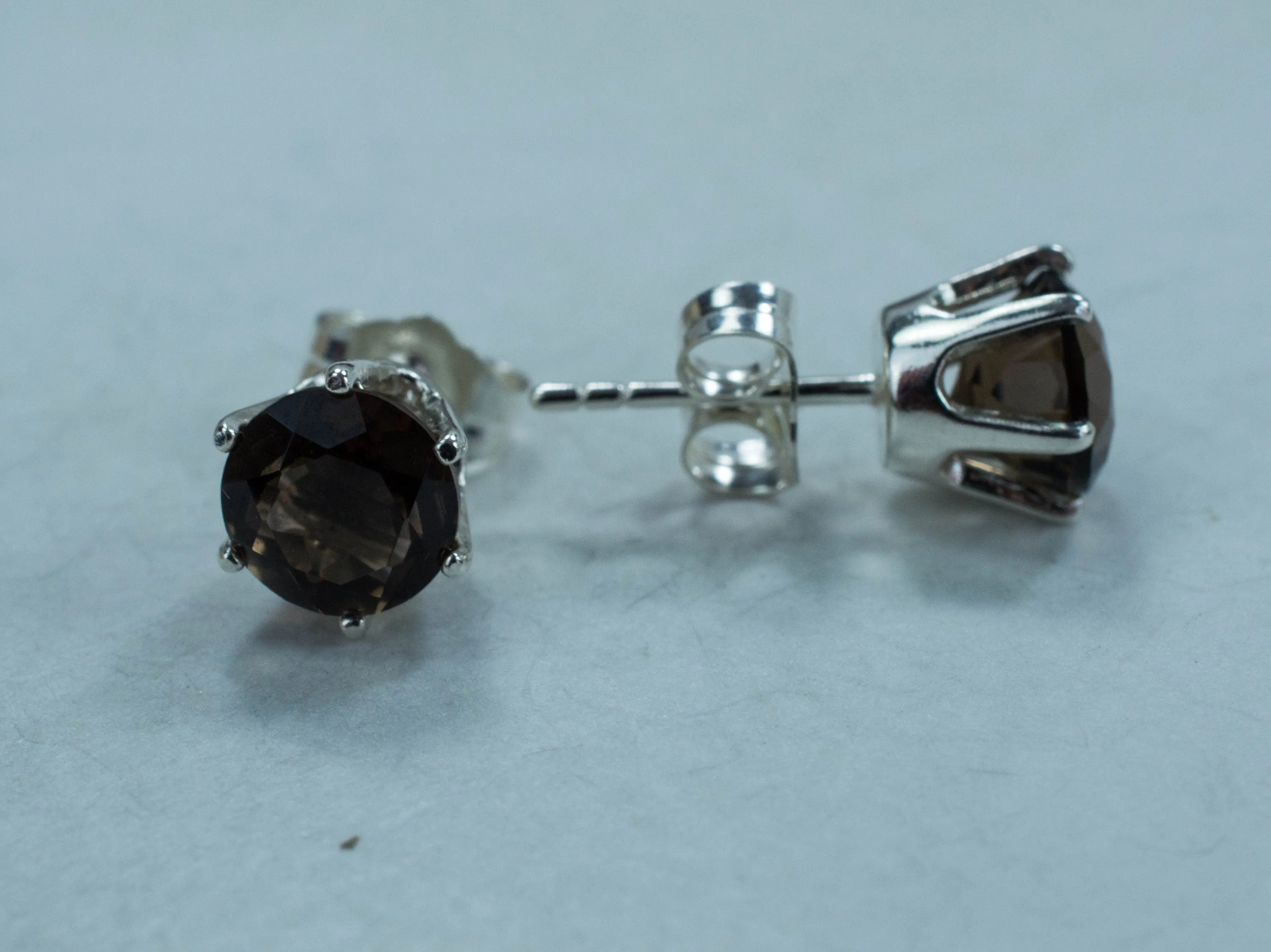 Smoky Quartz Earrings; Natural Untreated USA Quartz