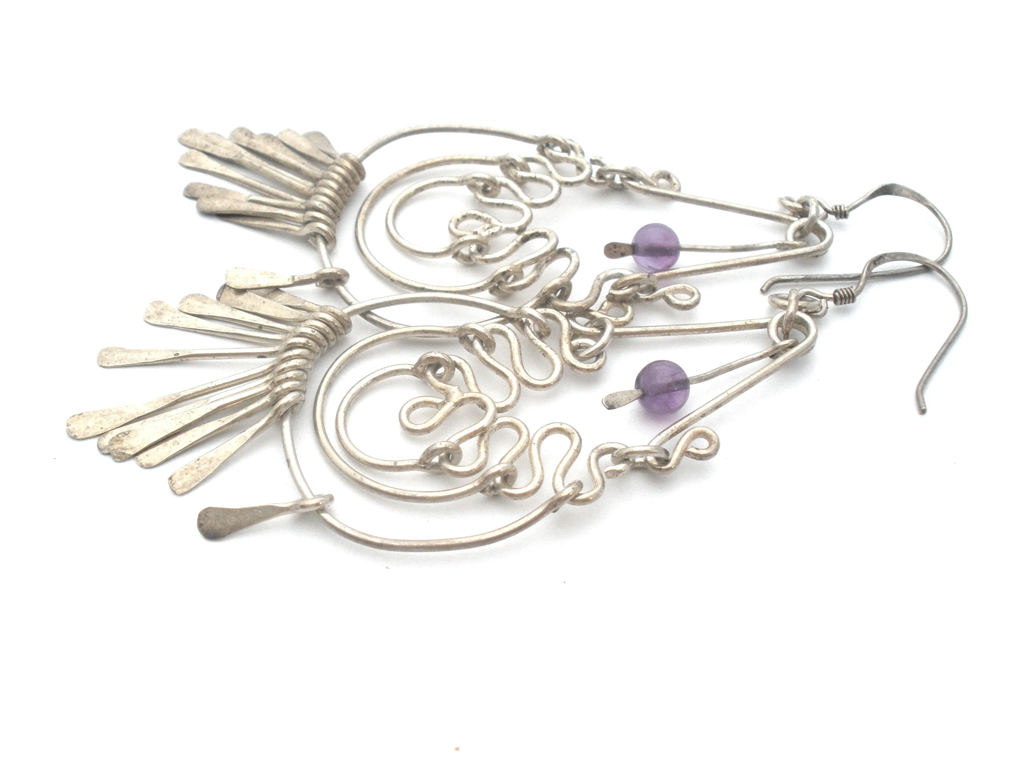 Sterling Silver Long Chandelier Earrings Vintage