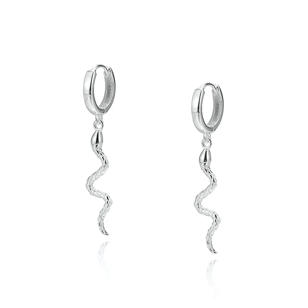 Sterling Silver Snake Charm Earrings
