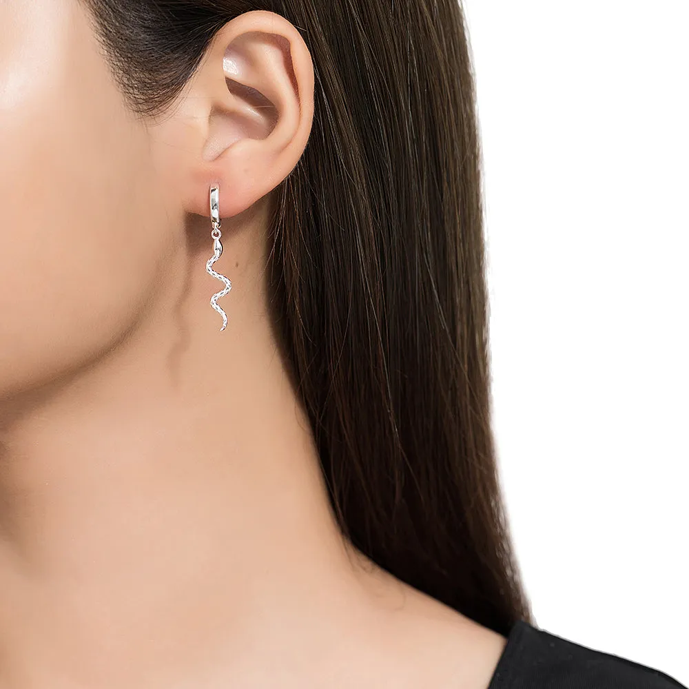 Sterling Silver Snake Charm Earrings