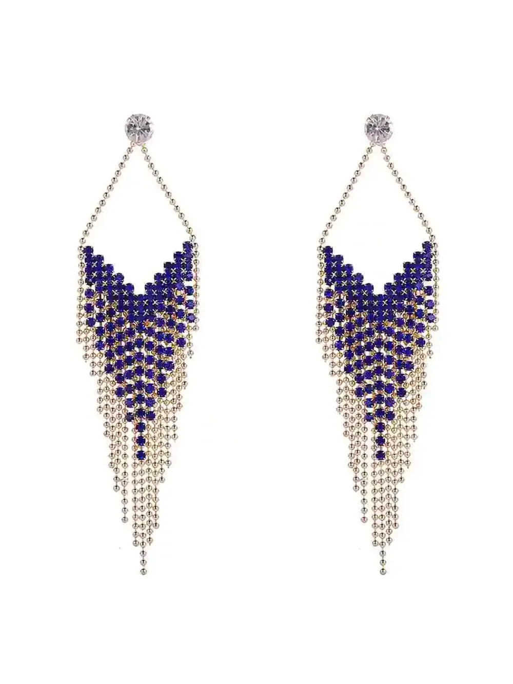 Tassel chandelier earrings in sapphire