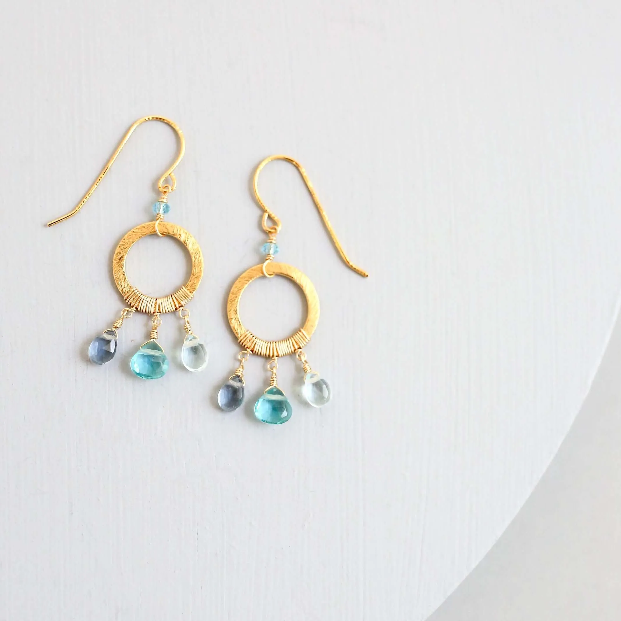 The Boho Mini Earring - Aquamarine and Iolite