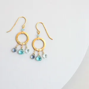 The Boho Mini Earring - Aquamarine and Iolite