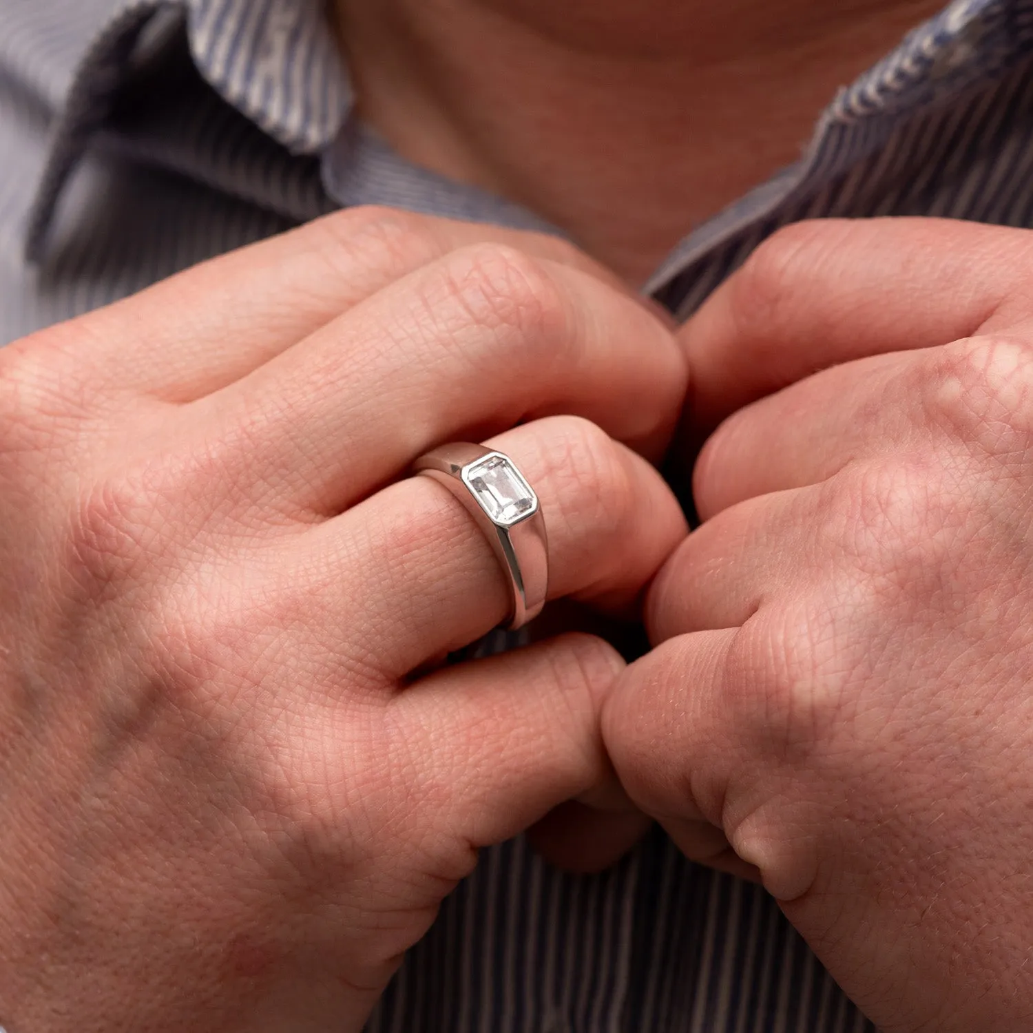 The Dillon Ring | Emerald Lab Diamond Statement Signet Solitaire