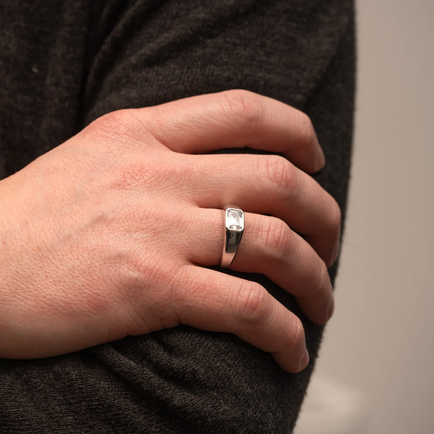 The Dillon Ring | Emerald Lab Diamond Statement Signet Solitaire
