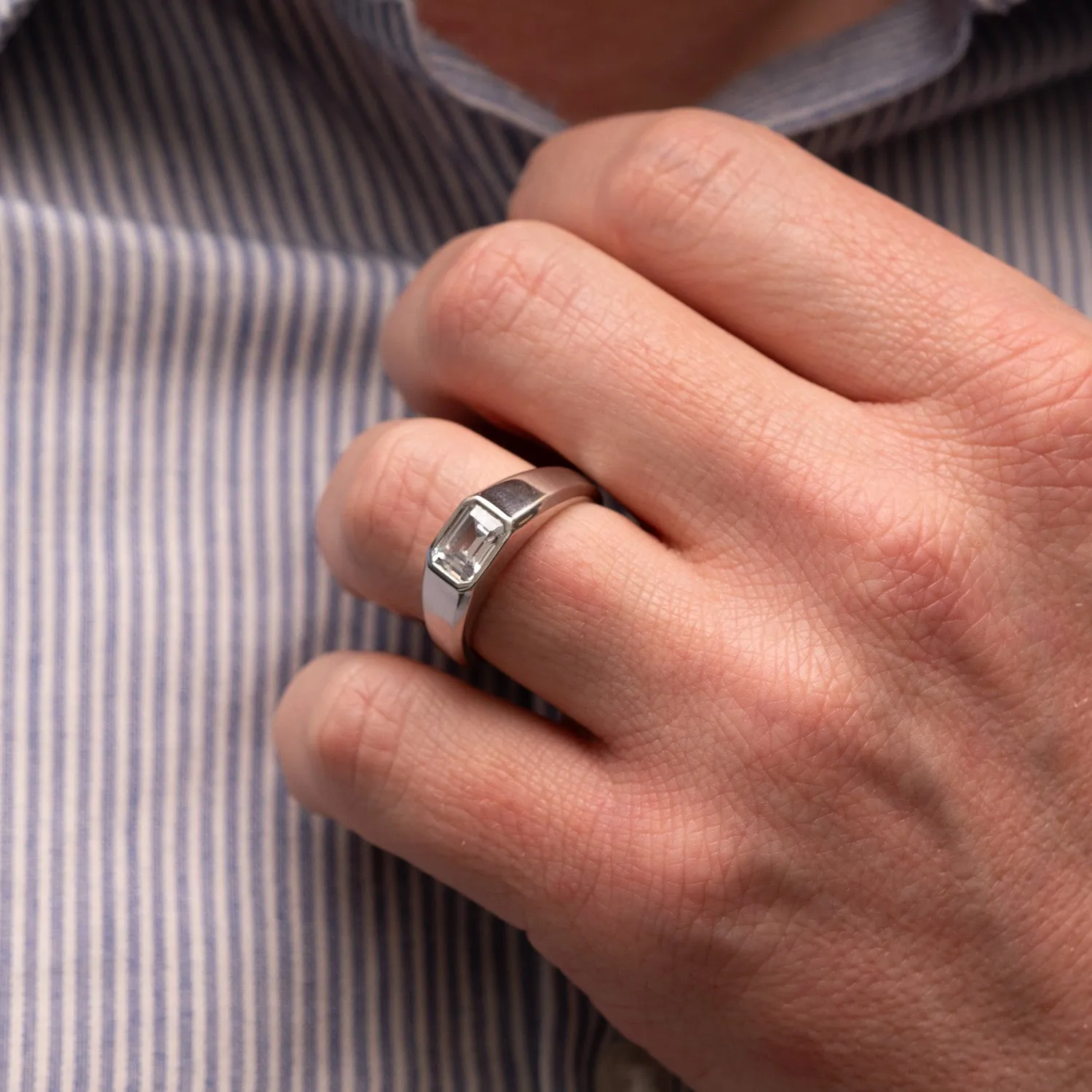 The Dillon Ring | Emerald Lab Diamond Statement Signet Solitaire