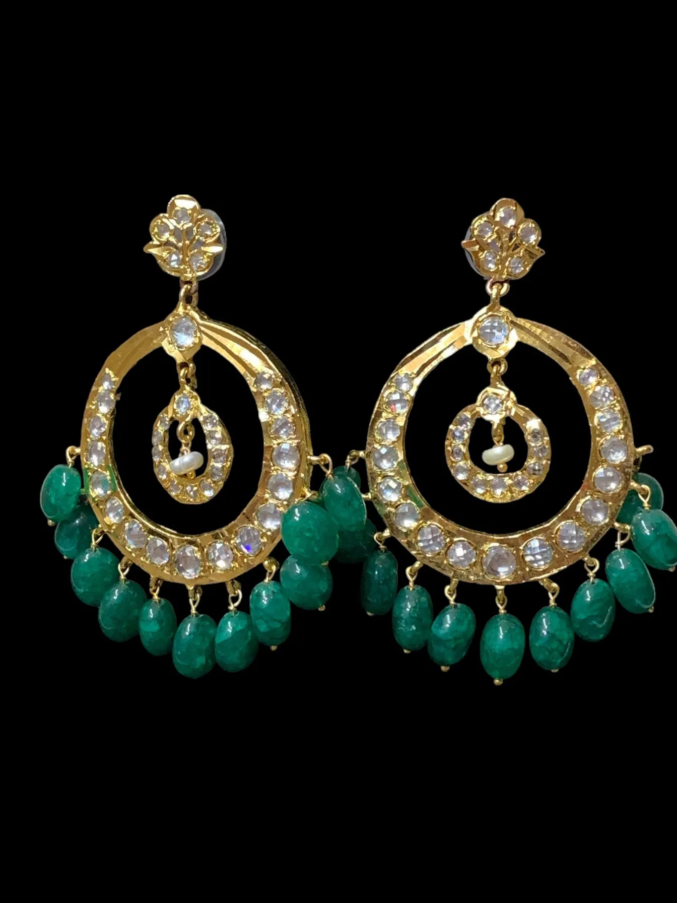 Tirmani in fresh water pearls and emerald beads ( SHIPS IN 4 WEEKS )