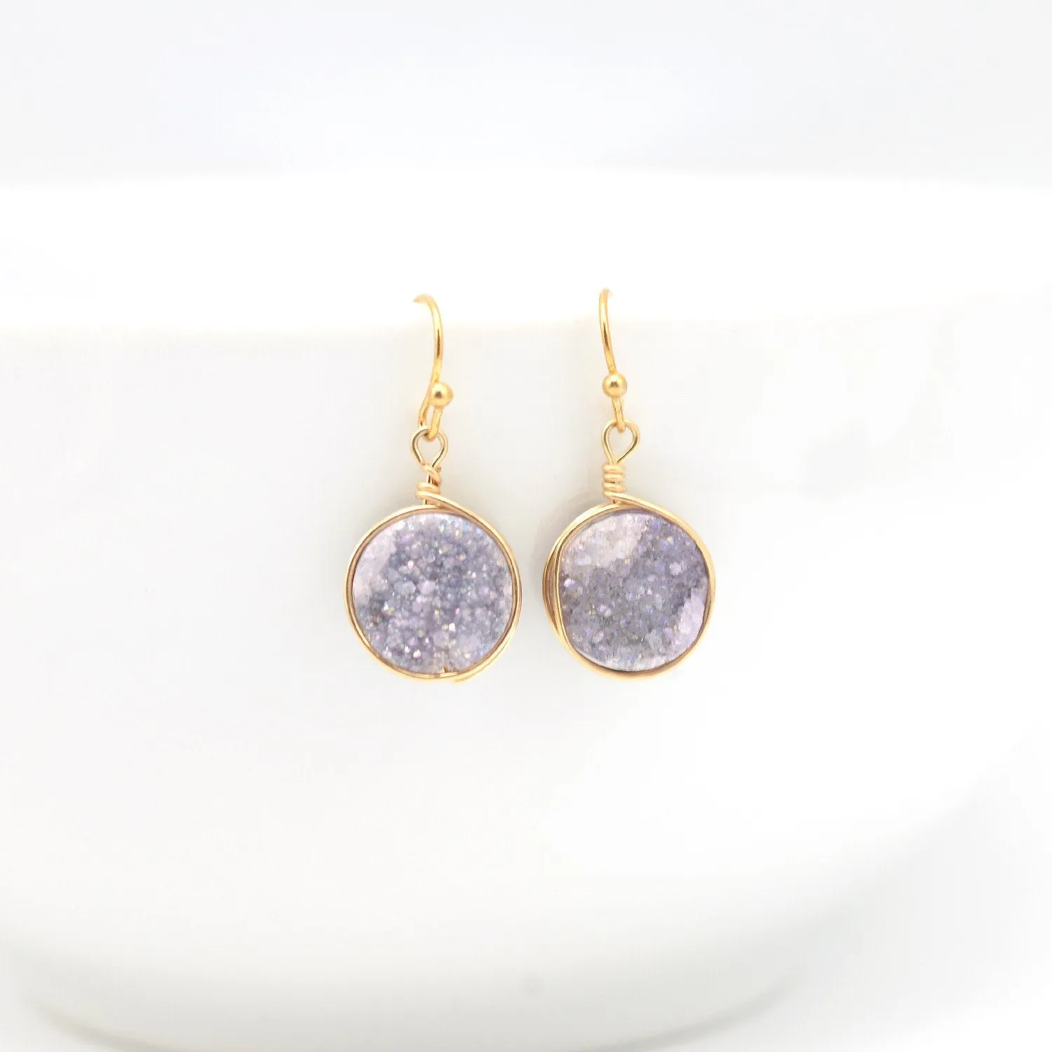 Violet Druzy Drop Earrings
