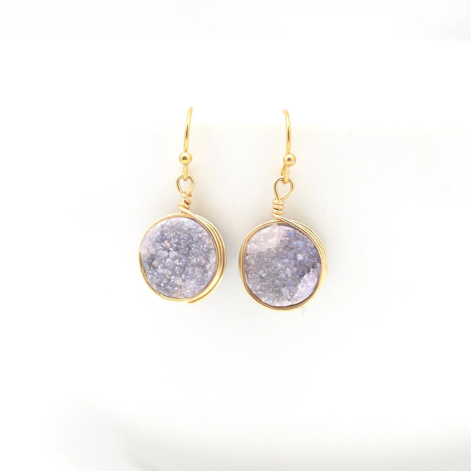 Violet Druzy Drop Earrings
