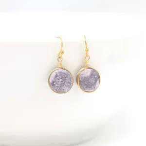Violet Druzy Drop Earrings