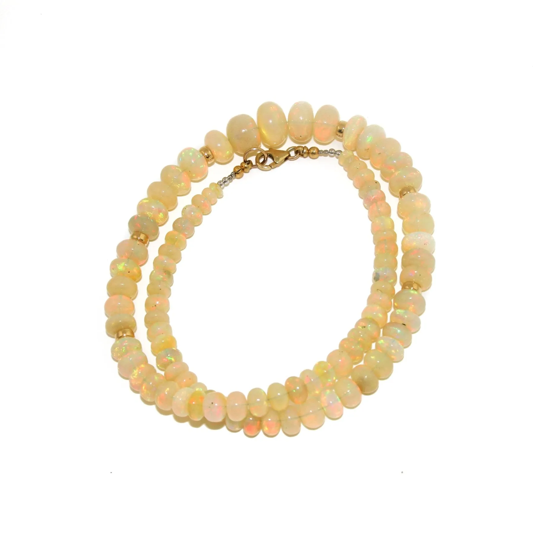 Welo Opal Beaded Necklace x 10k Gold Clasp