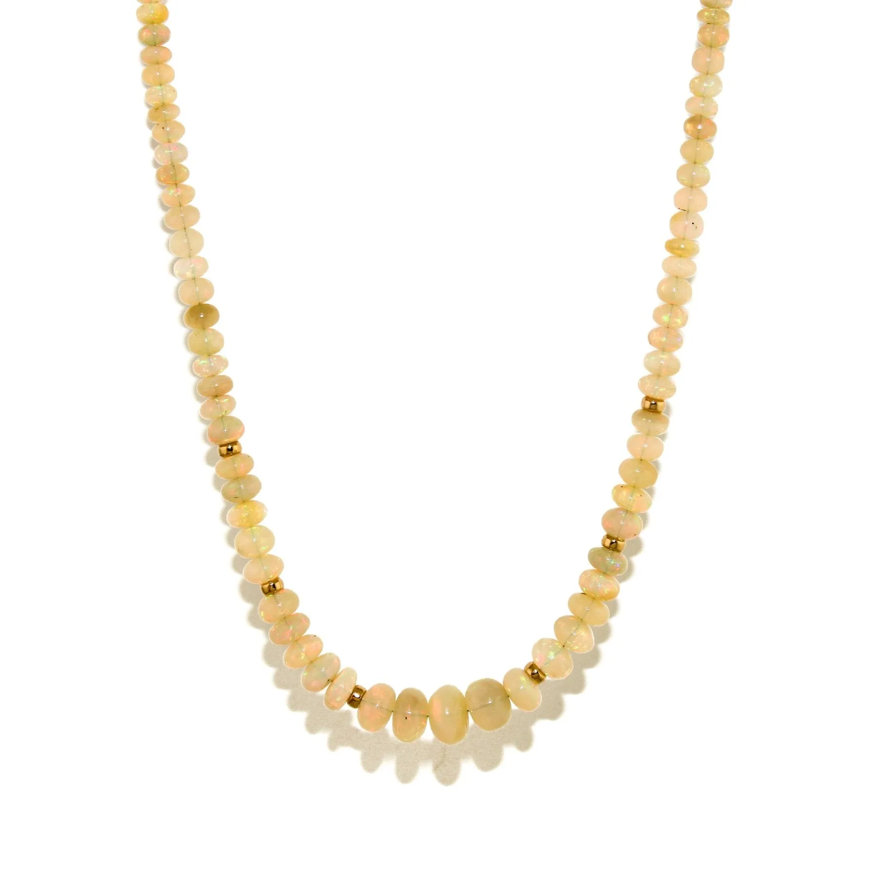 Welo Opal Beaded Necklace x 10k Gold Clasp