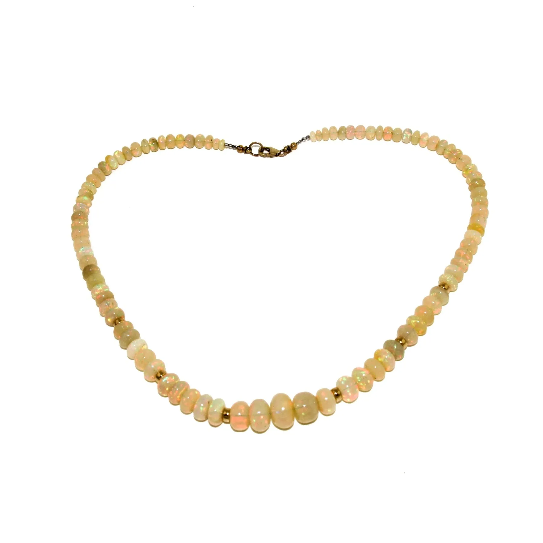 Welo Opal Beaded Necklace x 10k Gold Clasp