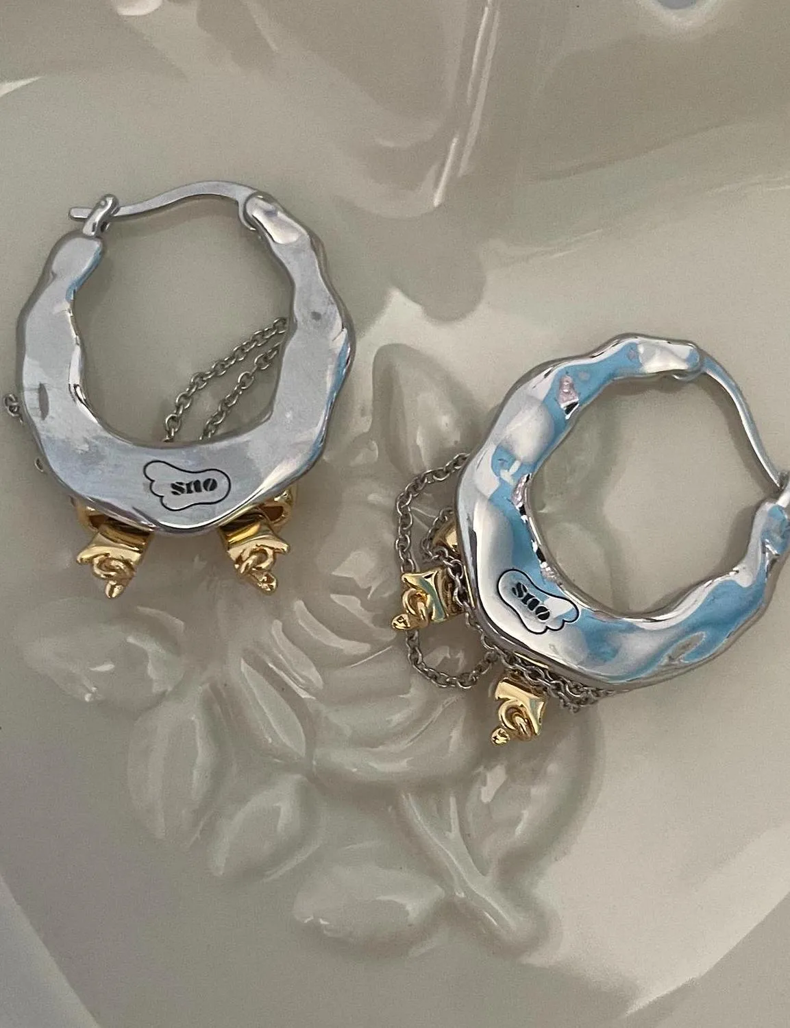 Y2K Coquette Bow Grunge Earrings Nana Punk Earrings Goth Hoops Statement Earrings Acubi Cottage Rococo Aesthetic Gift for Her Holiday Gift
