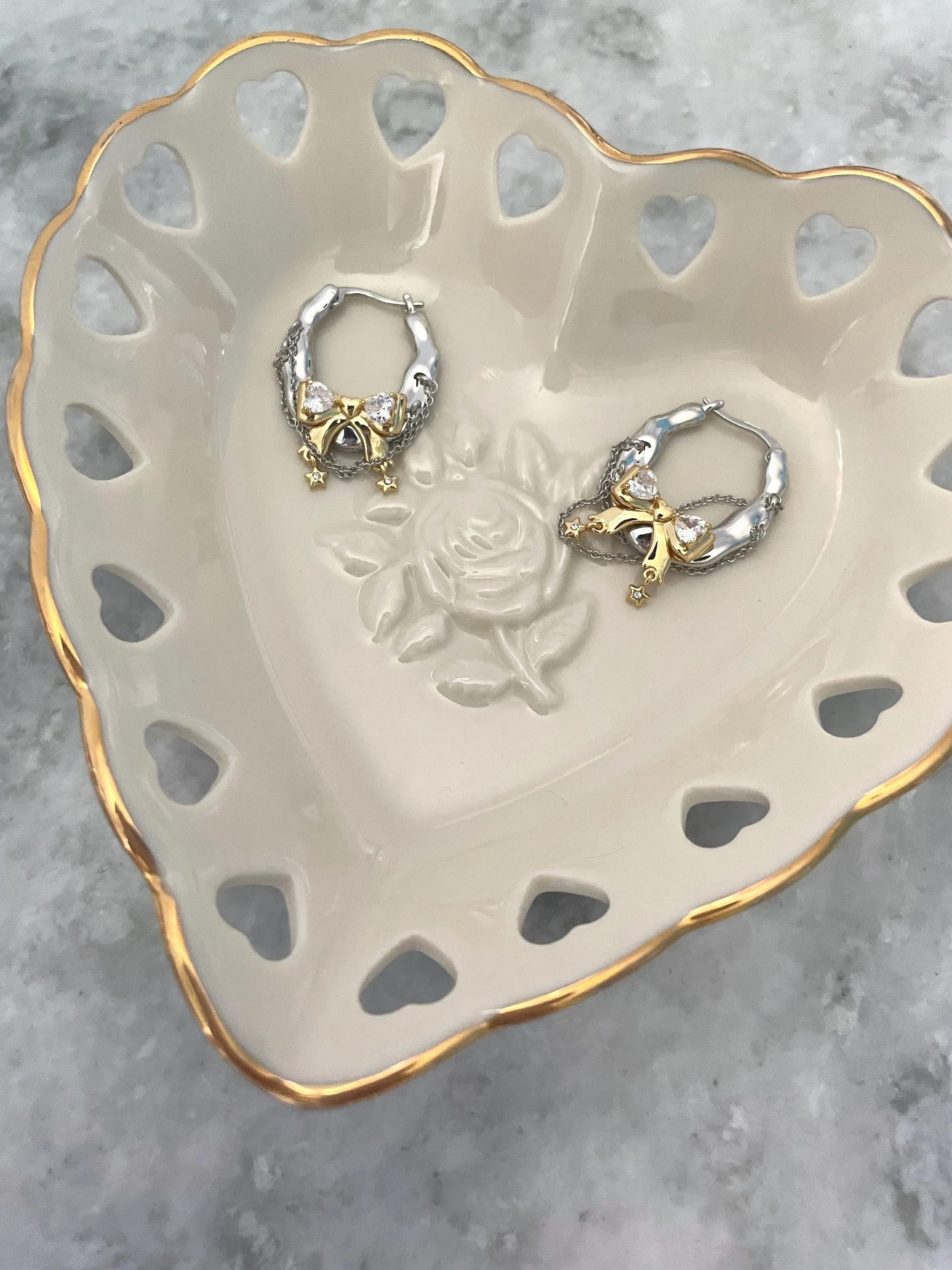 Y2K Coquette Bow Grunge Earrings Nana Punk Earrings Goth Hoops Statement Earrings Acubi Cottage Rococo Aesthetic Gift for Her Holiday Gift