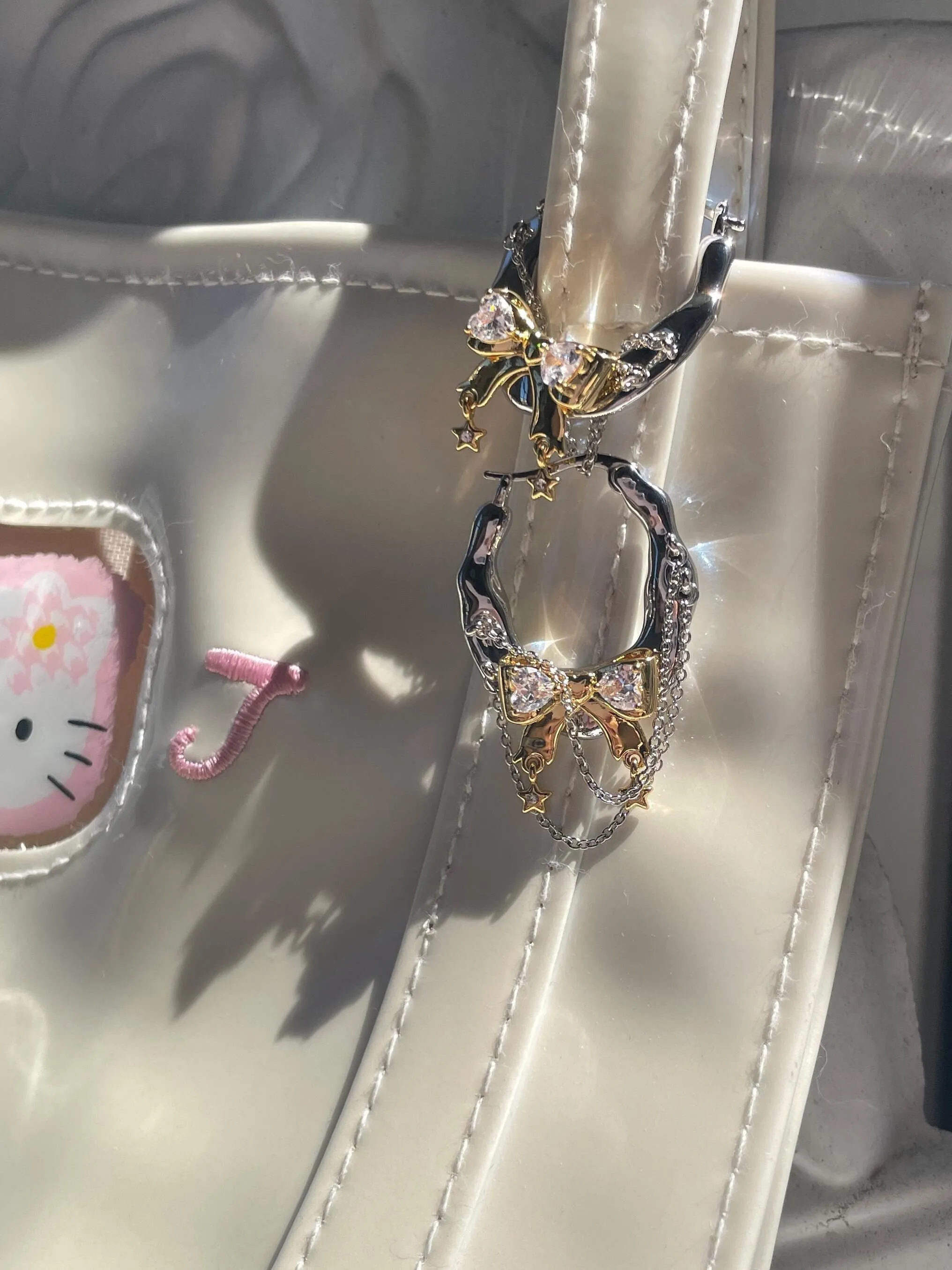Y2K Coquette Bow Grunge Earrings Nana Punk Earrings Goth Hoops Statement Earrings Acubi Cottage Rococo Aesthetic Gift for Her Holiday Gift