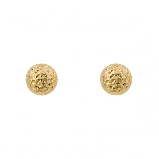 Yellow Gold Round Textured Stud Earrings GE2427