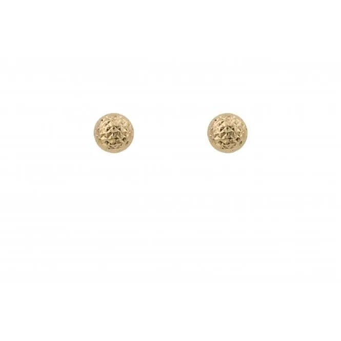 Yellow Gold Round Textured Stud Earrings GE2427