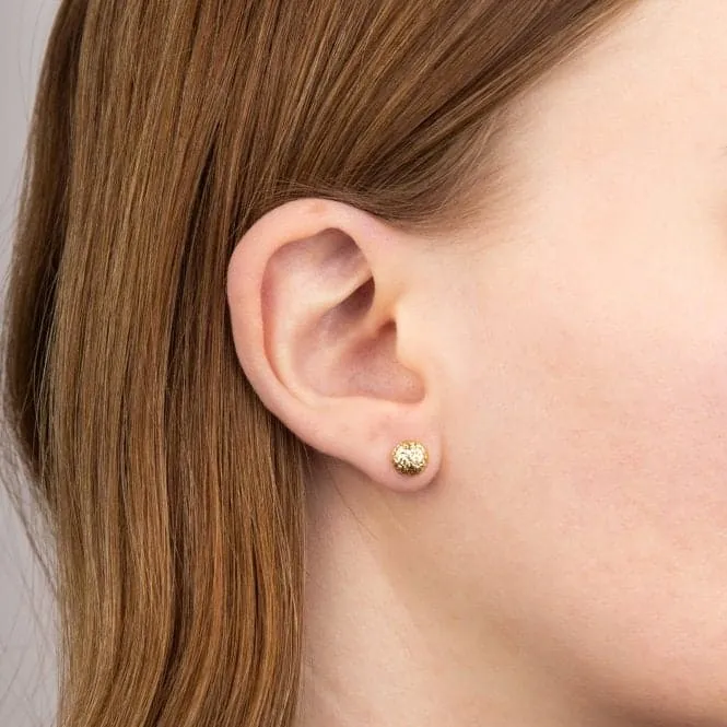 Yellow Gold Round Textured Stud Earrings GE2427