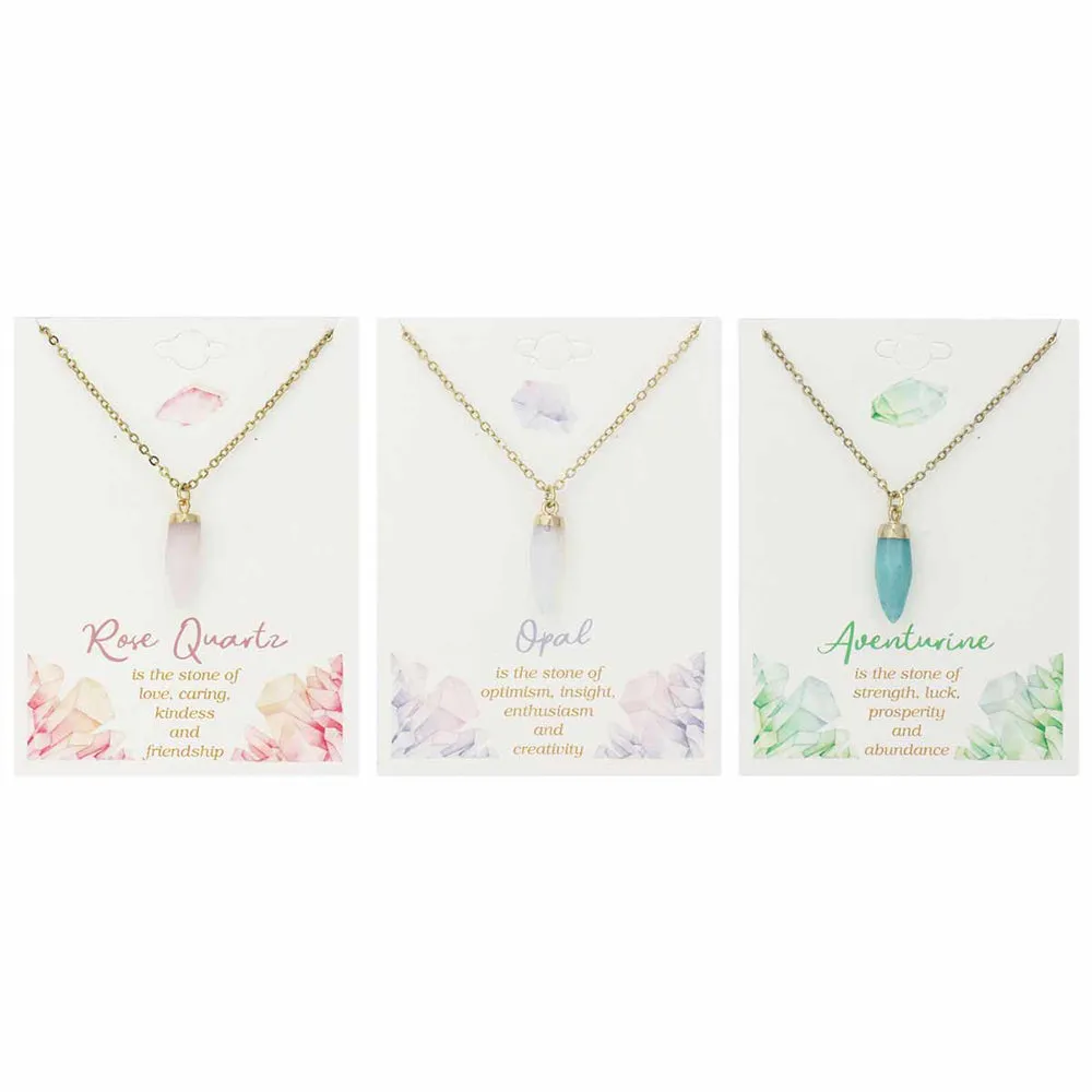 Zad Pastel Gemstone Pointed Drop Necklace